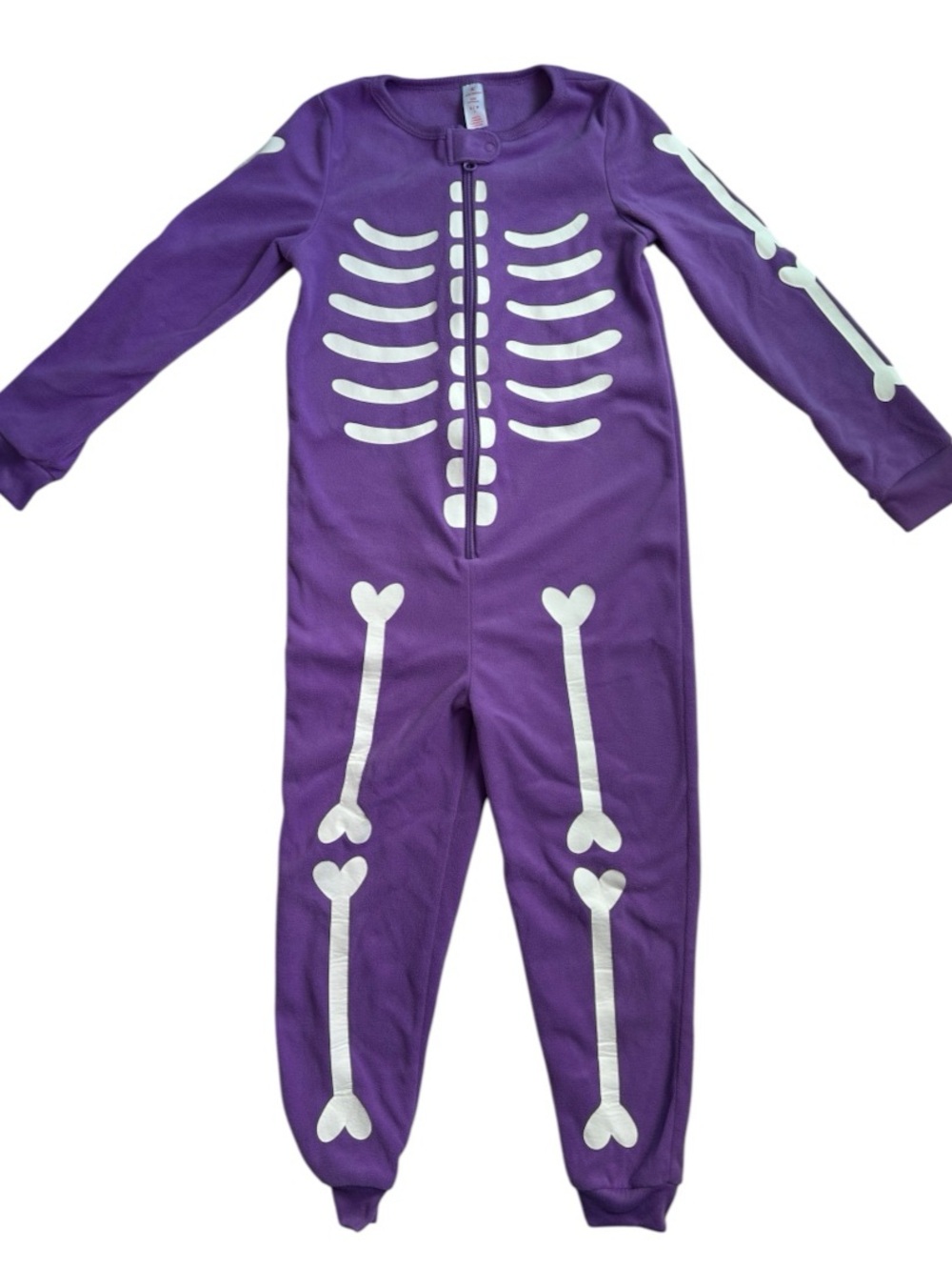 Kids Purple Skeleton One-Piece Fleece Pajamas